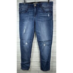 Democracy Women's Ab Solution Jeans Sz 10 Blue Denim Skinny Stretch‎ Distressed
